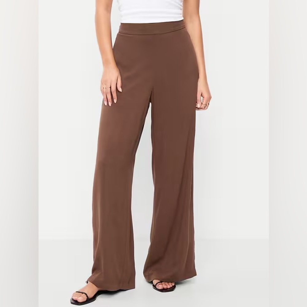 NWT! Old Navy Brown High-Waisted Playa Wide-Leg Pants 🏸 880223 - Picture 2 of 4